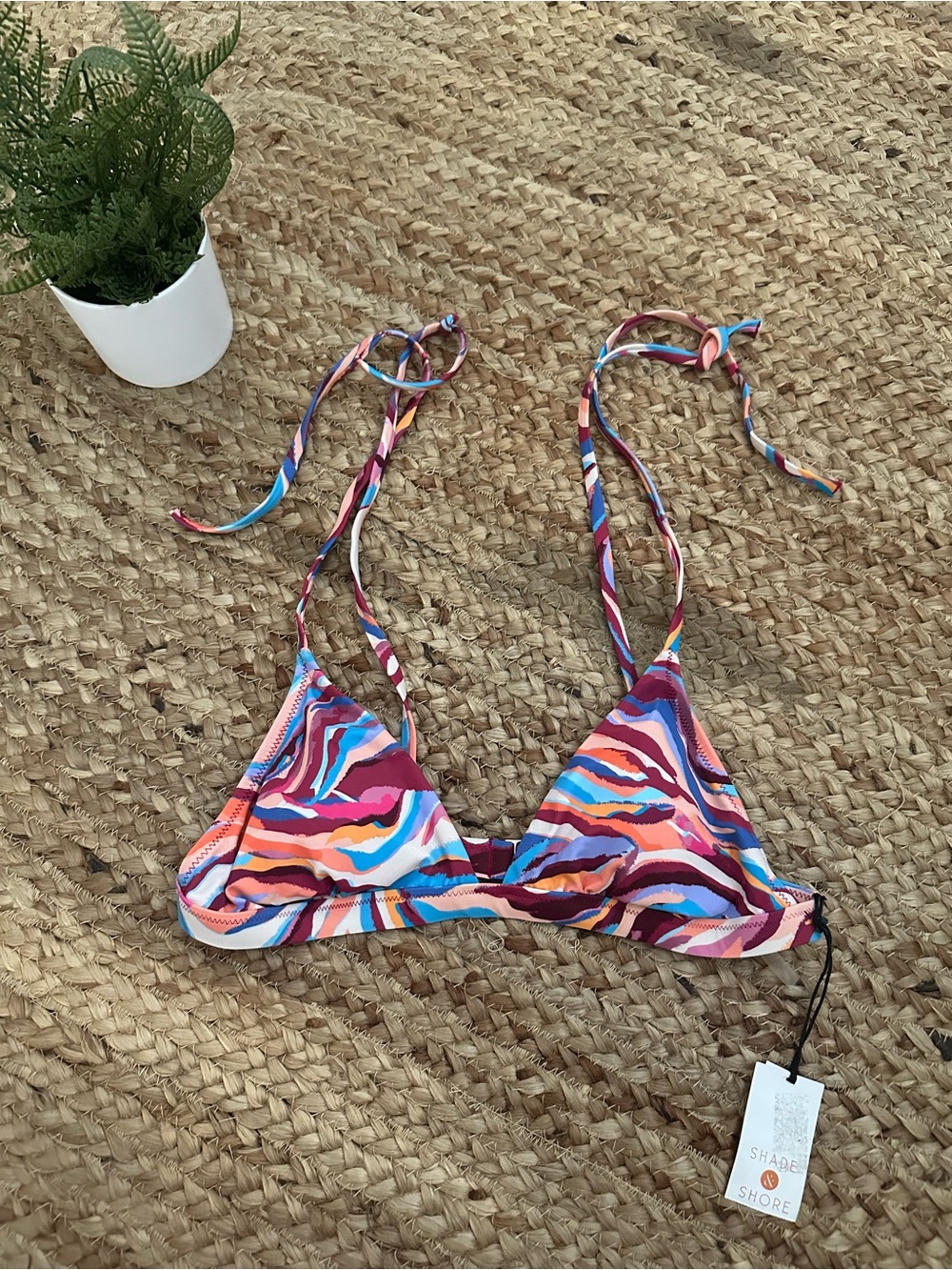 NWT COLORFUL TRIANGLE BIKINI TOP
